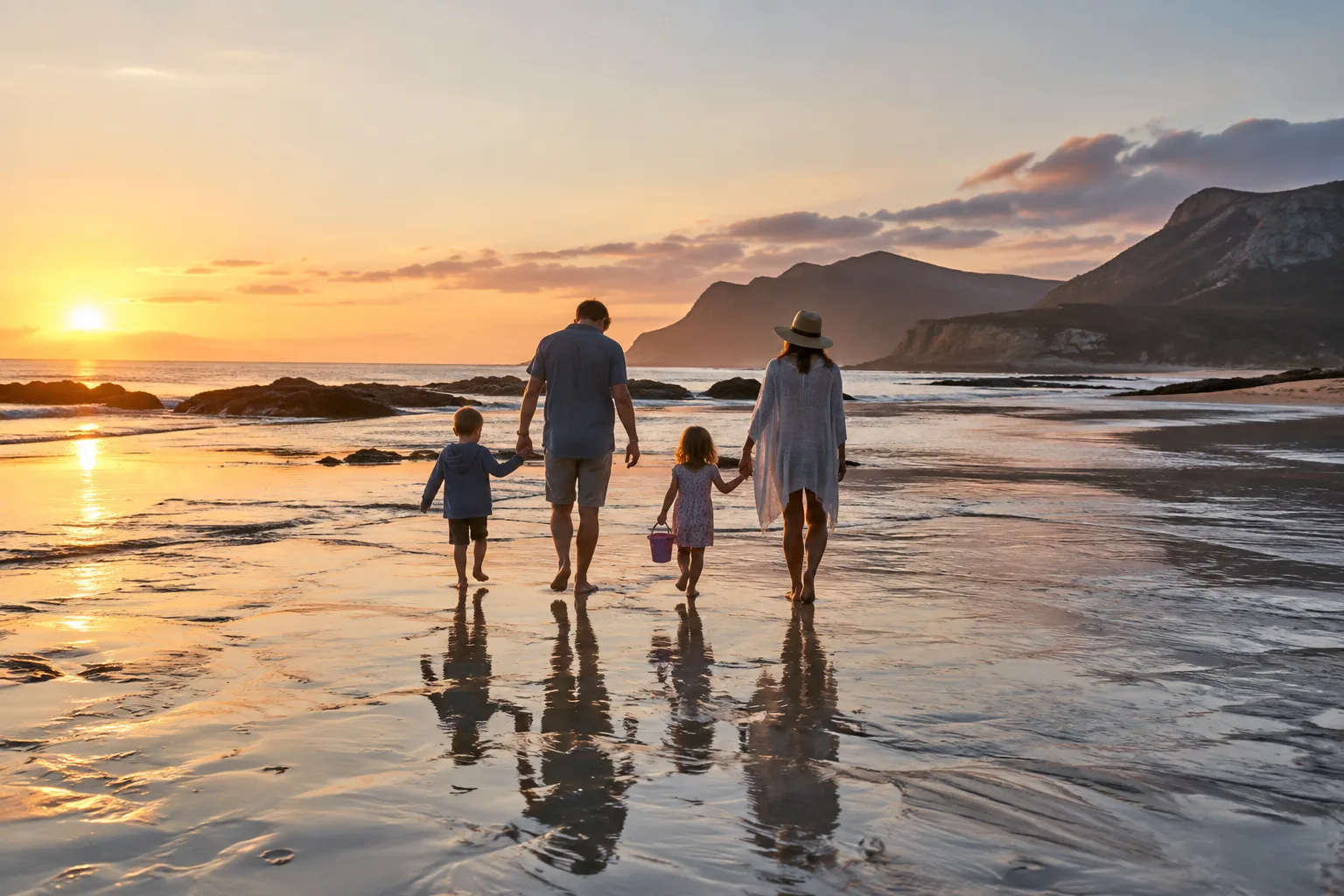 Illustrative Reiseidee: Familienzeit am Strand